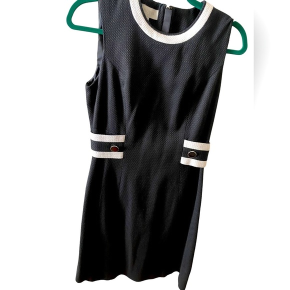 Kate Middleton style HOBBS Black White Sleeveless MIDI Aline Dress Size 8 - Picture 4 of 7
